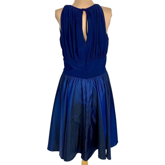 Jessica Howard Beaded Waist Keyhole Neck Cocktail Dress 14 Navy Blue Chiffon - Picture 5 of 10